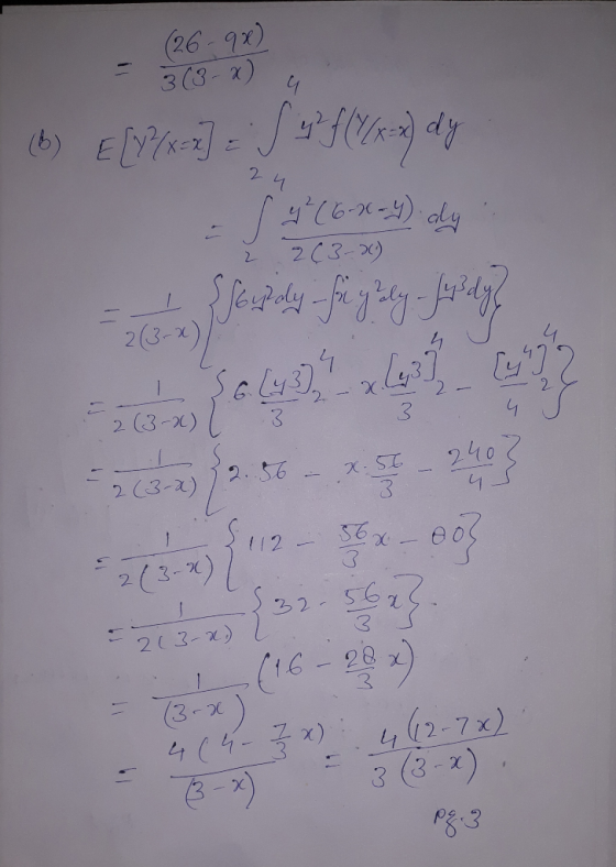 (26 -9x) = 3(3-X) u (6) E[Y?(x=1] 9 f(y=) dy 24 Ź 2(3-) 2(3-X) Gw, S6Ly93. xL1 LO 2 9.66.150-2003 $u2 - 58x-003 - 213-x) 5213