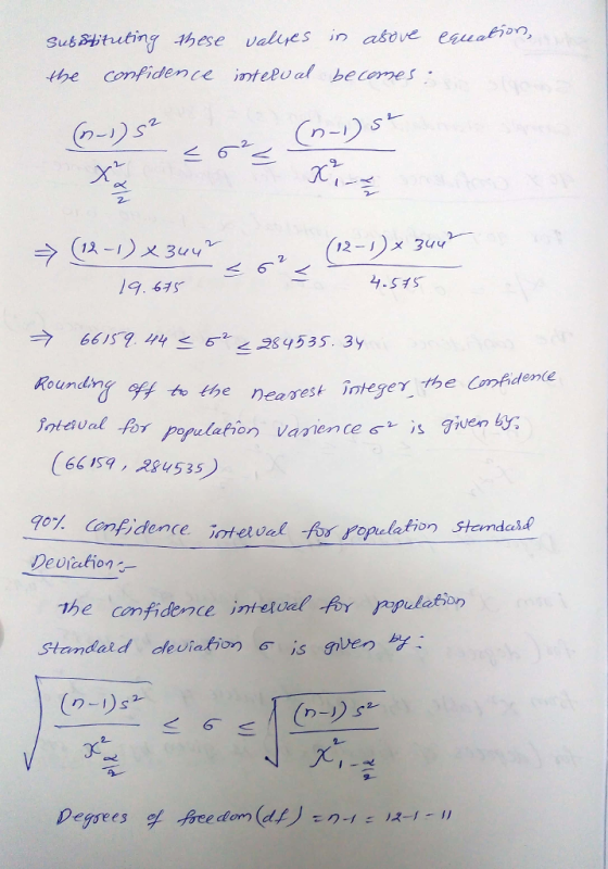 subsytuting these vales in aboveeuabi, the confidence inteal becomes ,2-1): 344 STs 9. 67s Rounding of to the neaOSesk lotesual -for population Vanen(ec ,s gwen by. Curyenderde İnteger.-the 70X Confidence, intesodfos ropulation SterndaM Deu the confidence intetvel Bdation Standal d de uiation6 )s given by.