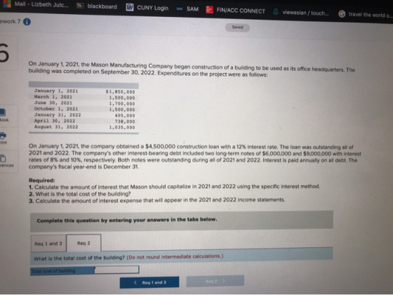 Mail - Lizbeth Julc... B blackboard CUNY Login SAM SAM FIN/ACC CONNECT viewasian /touch... travel the world o ework 7 Saved O