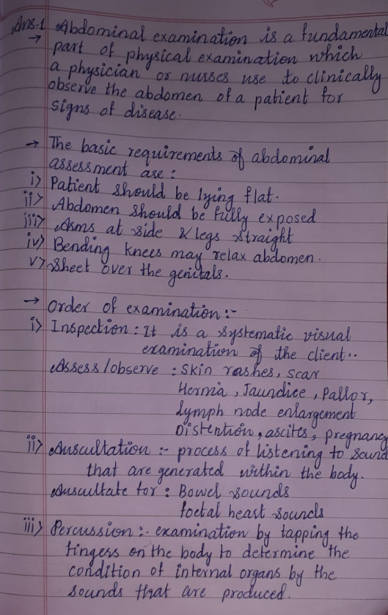 dominal examination is a fundamental OH. physical examination which a physician or nurses use to clinically observe the abdom