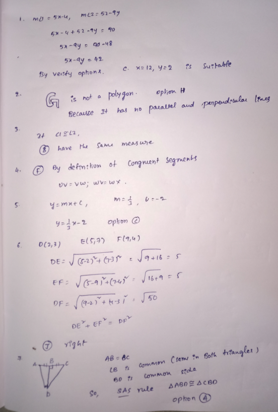 me2=52-94 mu=51-4, 52-4+52 agy = 90 50-ay a 40.48 5x-ay = 42 By verify options, c. X=12, 422 Suitable 2. G polygon. is not a
