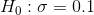 Ho: 0 = 0.1