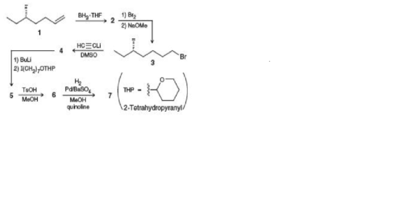 BH - THF 1) Bra 2) NaOme HO=CLI DMSO 1) Buli 2) I(CH2),OTHP ТѕОН TUD 6 Meow PdBASO MOH quinoline \2-Tetrahydropyranyl/