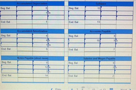 Accumulated Depreciation Beg. Bal. 0 TT 1m. Software 13 Beg. Bal. End. Bal. 1 End. Bal. 13 Accumulated Amortization Accounts