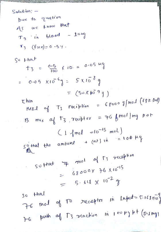 Solukion:- Due t uestion T3.in bleed -1。 T (fte)-05 So that rhen 3 mar (S so thal tho amount 4 (nリ1n = 100 μ 2. So Hhal 2h 0