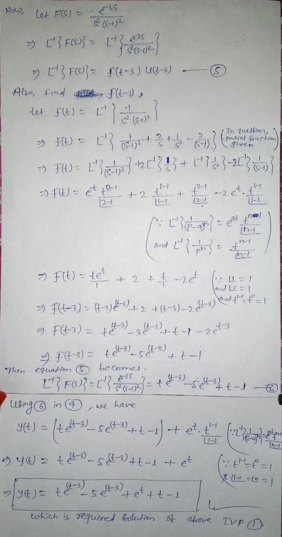 Now, let F(S) = e 35 ² (8-12 - L3 F(S)} = ( +835 3) 173 F(s)}= f(4-3) U(4-3) Also find gello F (1-3) let f(t) = cos? S (5-1)²
