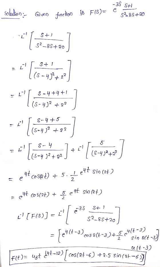 -3S S+ solution; Given function is FIS)= 20+289ى . S+) 20 +85 - 2ي زی = 22 عزا - S) موزه د ا = + + ا- ؟ وہ 2رہا - ی) گ + -S 2