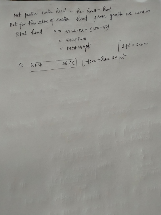 of Net positive suction head - ha herit - hart But for this value suction head from graph we need to Total head H = 5734.82 +