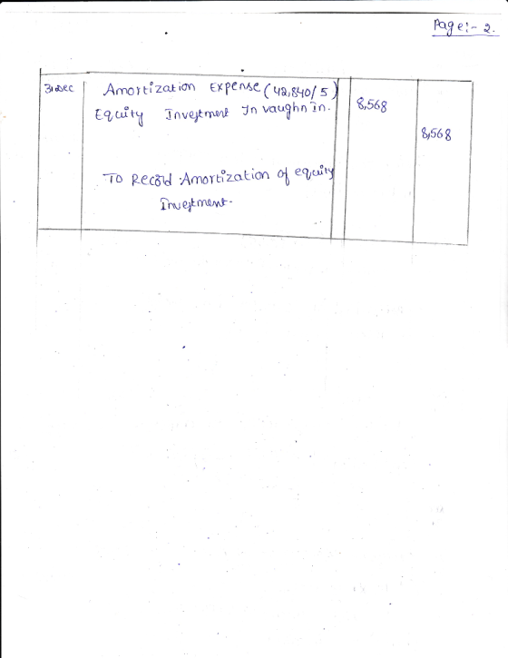 Page-2 Amortization Expense (ya,840/ 5 31 dbec B,568 Eq uity Tnvetmnt In vaughnîn. B,568 TO RecBd Amortization o equity Tnue