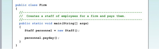 public class Firm 11- // Creates a staff of employees for a firm and pays them //----- public static void main(String[] args)