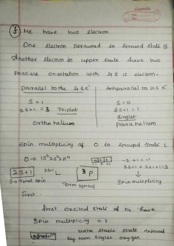 JAMAA He One have electron two electron. persumed in fround state is Another electron en upper stale chave two possible orien