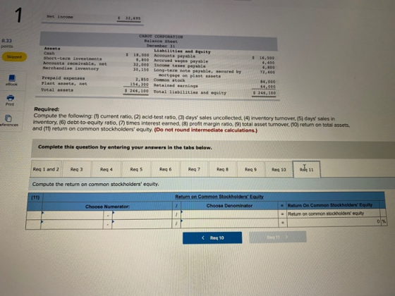 $ 32,695 8.33 points Skipped 16,500 Cash Short-term investments Accounts receivable, net Merchandise inventory CAROT CORPORAT