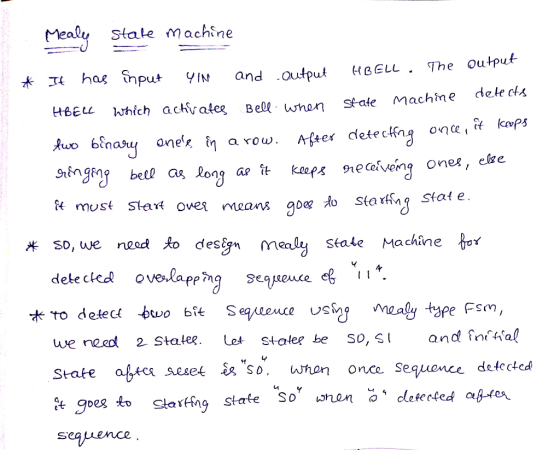 else Mealy state machine * It has snput YIN and output HBELL. The output HBELL which activates Bell when state machine defect