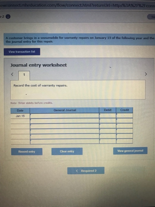 ewconnect.mheducation.com/flow/connect.html?returnUrl=https%3A%2F%2Fconn 1-2 0 A customer brings in a snowmobile for warranty