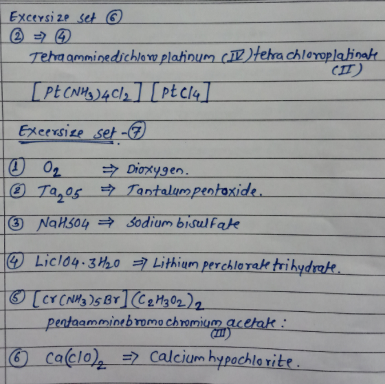 Excersize set © Tehra amminedichloroplatinum (II) terra chloroplatinate (II) I [PE (NH3)4 (12] [pt (14] Excersise set - 10 Og