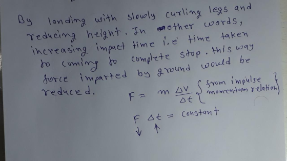 S landimg with slowly curling legs and hcreasing impact time e tine laken borce imparted by gwun od be reduce d. Srom impulse