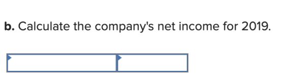 b. Calculate the companys net income for 2019.