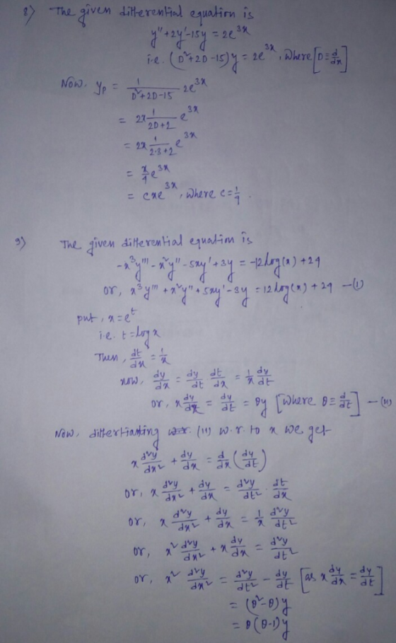 The given diterented equalirm is 2 dy 2D+1 3 2:3+2 3x M) dvy dy d y