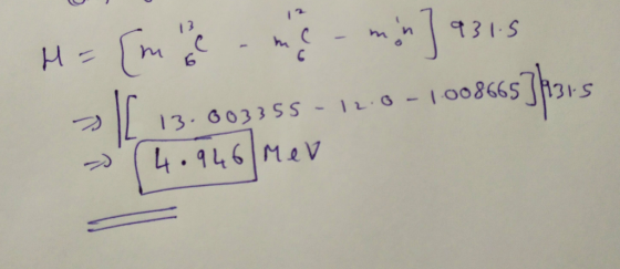 H = (mance memin] 2315 3 13.003355-12.0-100866531315 (4.946 Mev
