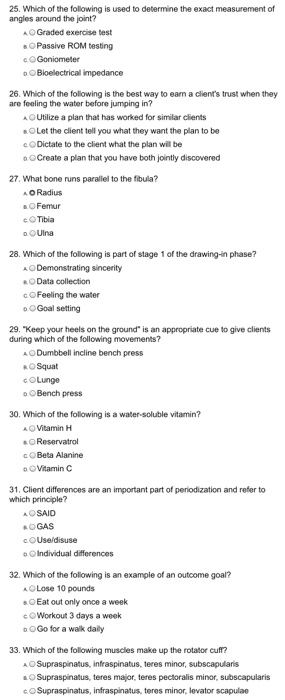 25. Which of the following is used to determine the exact measurement of angles around the joint? Graded exercise test BO Pas