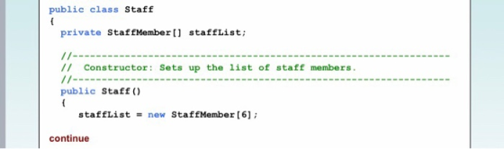 public class Staff private StaffMember [] staffList; //-------------------- // Constructor: Sets up the list of staff members