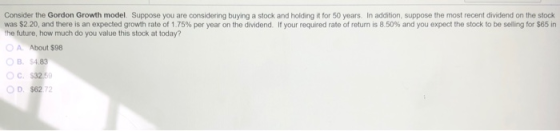 Consider the Gordon Growth model. Suppose you are considering buying a stock and holding it for 50 years. In addition, suppos