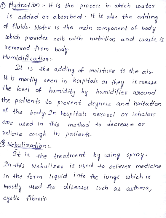 Hydration :- It is the process in cohich water is added or absorbed. It is also the adding of fluids. Water is the main compo