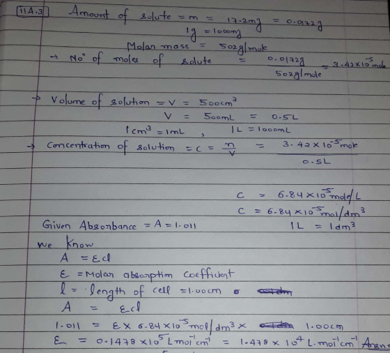 (14.3 Amount of solute = m = 17.2mg = 0.0172g g = lodong o - Molar mass = 502g/mole No of moles of solute = 0.0172g - 3.4281