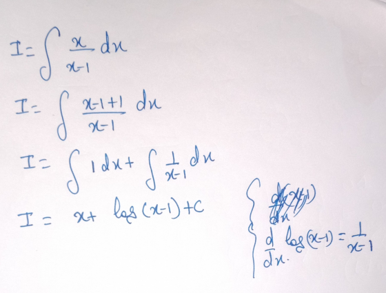 ICA x du X-it du 서 - Sidat & du I= at log (x-1) +c 익 du. 너