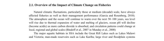 2.1. Overview of the Impact of Climate Change on Fisheries Natural climatic fluctuations, particularly those at medium (decad