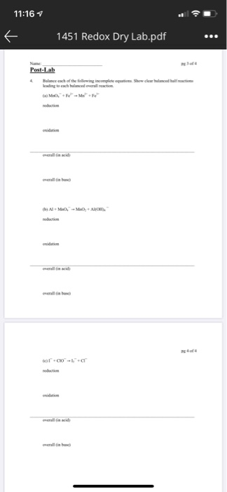 11:16 4 1451 Redox Dry Lab.pdf Post-Lab eneralini BAM, MO. AKO). all in 10-10 inside well in be