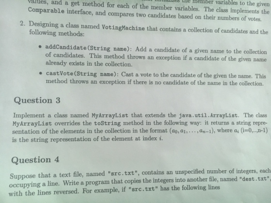 alues, and a get method for each of the member variables. The class implements the ne member variables to the given Comparabl