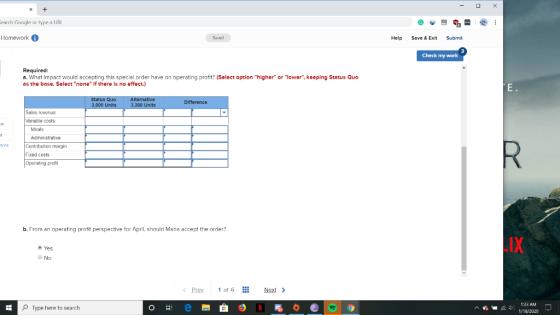 - D x x + Cearch Google or type a URL Homework 0 Help Save & Exit Submit Check my work Required: a. What Impact would accepti