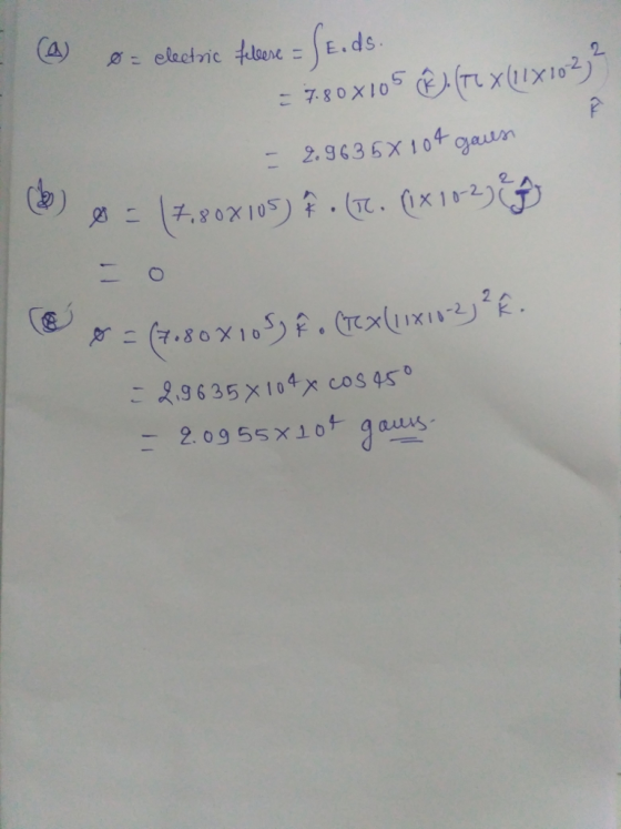 Ca) electric tdoene = | Ε.ds 2 こ73DX105 (K).(TLX(11×102) 2. og 55x1ot gauus.