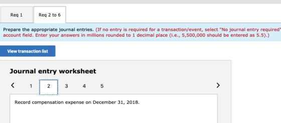 Req 1 Req 2 to 6 Prepare the appropriate journal entries. (If no entry is required for a transaction/event, select No journa