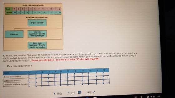 Week 1 hand 18 Model 1000 master schedule 2 3 4 5 6 7 8 5 12 10 17 22 10 9 10 11 12 9 8 20 Model 1000 product structure Engin