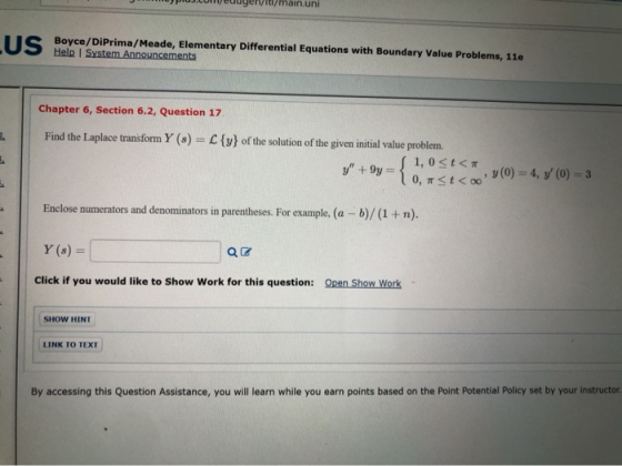 J e pu.CUeuuyen/lt/main.uni US U s Boyce/DiPrima/Meade, Elementary Differential Equations with Boundary Value Problems, 11e H