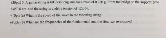 A guitar string is 60.0 cm long and has a mass of