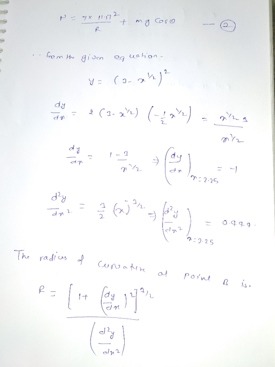 Rz7x 110 + ing cose R - from the given equation- 469-21) (4 min) and arz analna ल* on 2.2 dy an2 - EP = 0.429. 7-2.25 The rad