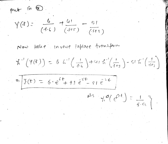 put in yes (5-6) (545) (543) Hlow telle : Inverse laplace transform * (YB)) = 6616) tui ti (hts) - si ti () 3517(4) = 6.26