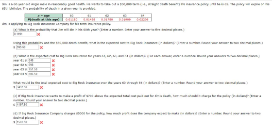 Jim is a 60-year-old Anglo male in reasonably good health. He wants to take out a $50,000 term (i.e., straight death benefit)