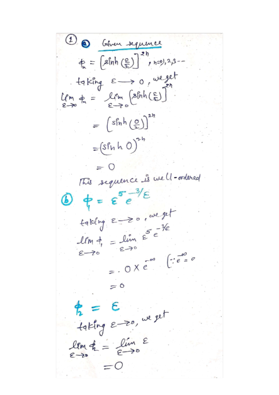 . . Given sequence I k = (sinh (%), ha), 2 : taking & o we get Lemot = lim (sinh (J] - ( T+A (8)” . = (sfhh Oh =0 This sequen