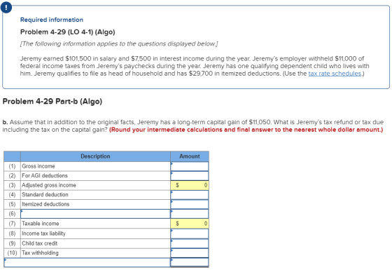 ! Required information Problem 4-29 (LO 4-1) (Algo) [The following information applies to the questions displayed below.] Jer