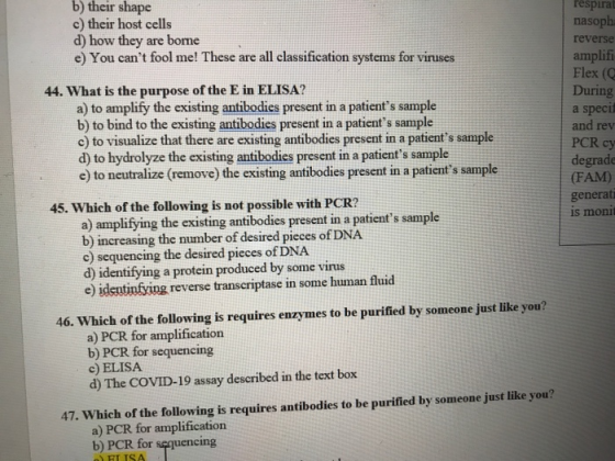b) their shape c) their host cells d) how they are borne e) You cant fool me! These are all classification systems for virus