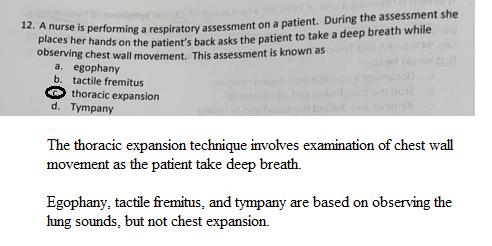 Horming a respiratory assessment on a patient. During the assessment she hands on the patients back asks the patient to take