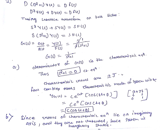 D CODE +1) 4(+) = D fc+) D3.44] + DYCH) = D f(t) Taxing Labalace to cunsform on both 53 YCS) + SY(s) = SF (S) 5 (52+10 YLS) =