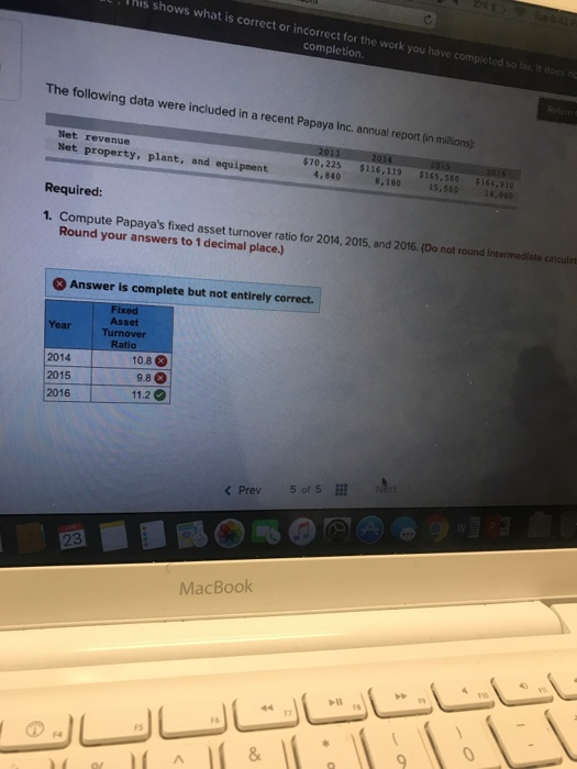 . THis shows what is correct or incorrect for the work you have completed so far It does no completion The following data wer