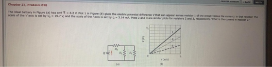 NTER VERsON BACK NEXT Chapter 27, Problem 028 The ideal battery in Figure (a) has emf&-8.2 V. Plot 1 in Figure (b) ghves the