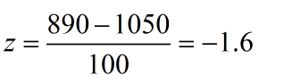 890-1050 = -1.6 II 100