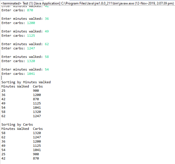 <terminated> Test (1) [Java Application] C:\Program FilesJava\jre1.8.0_211\bin\javaw.exe (12-Nov-2019, 2:07:39 pm) LIILC NaIN